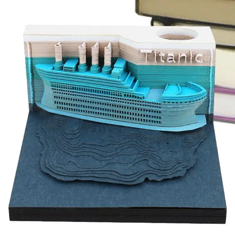 3D блокнот для заметок в форме корабля со светодиодной подсветкой, праздничный подарок на батарейках, настольное украшение, реалистичное для школьных кабинетов.
