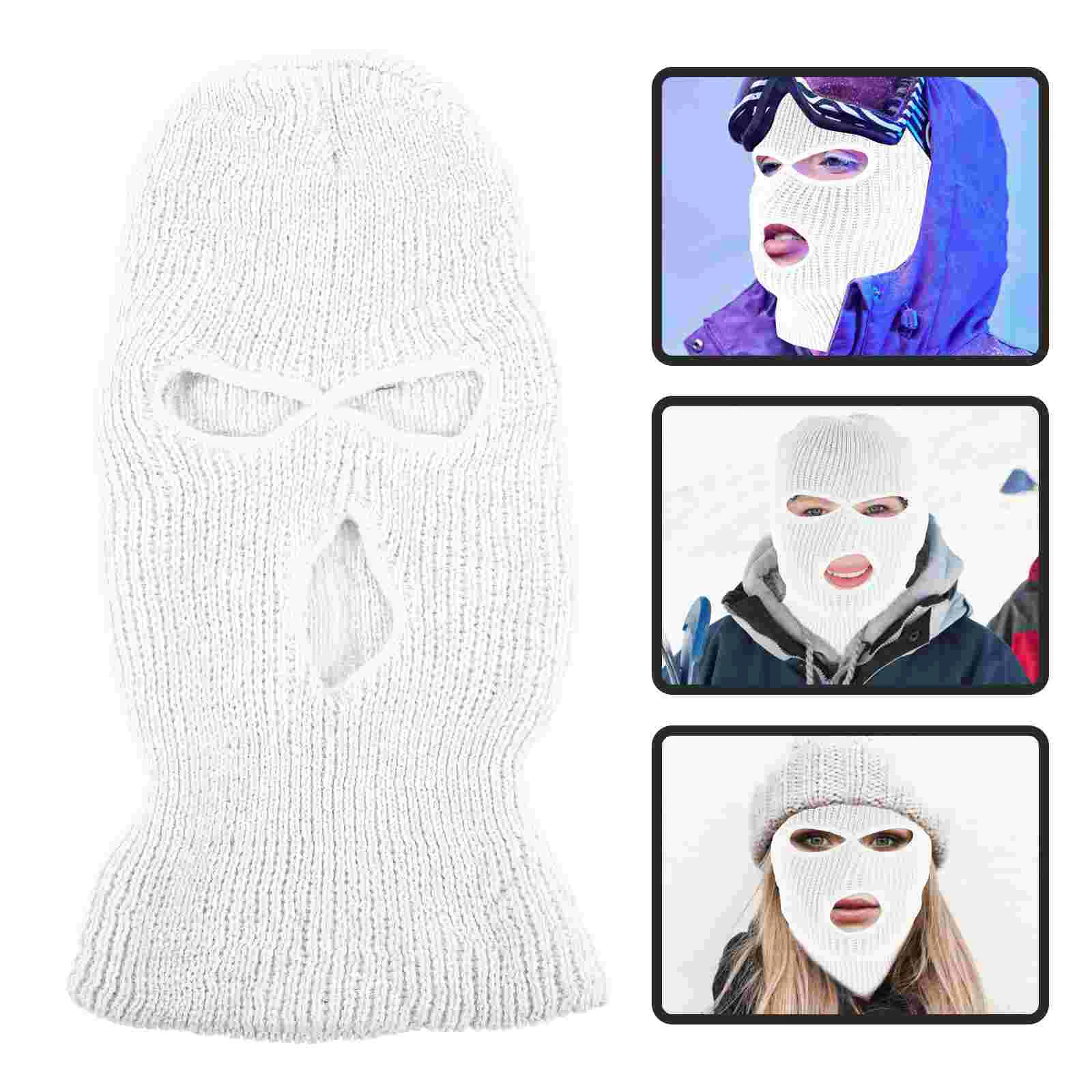 Зимняя теплая лыжная маска с отверстиями для всего лица, вязаная лыжная маска для занятий спортом на открытом воздухе, лыжная маска для всего лица, вязаная шапочка для мужчин и женщин