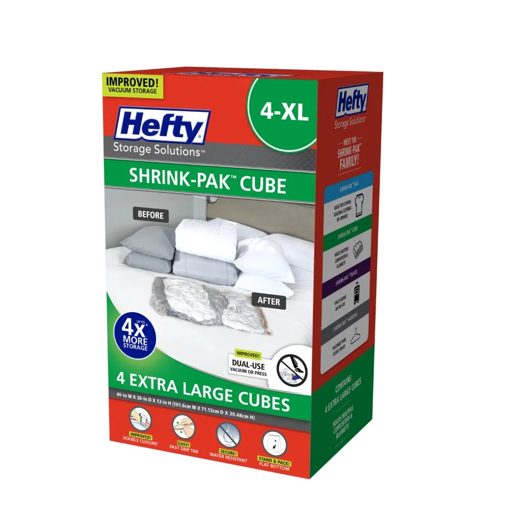 Объемные вакуумные кубики SHRINK-PAK 4 XL - сохраняйте порядок в вашем шкафу благодаря компактному хранению