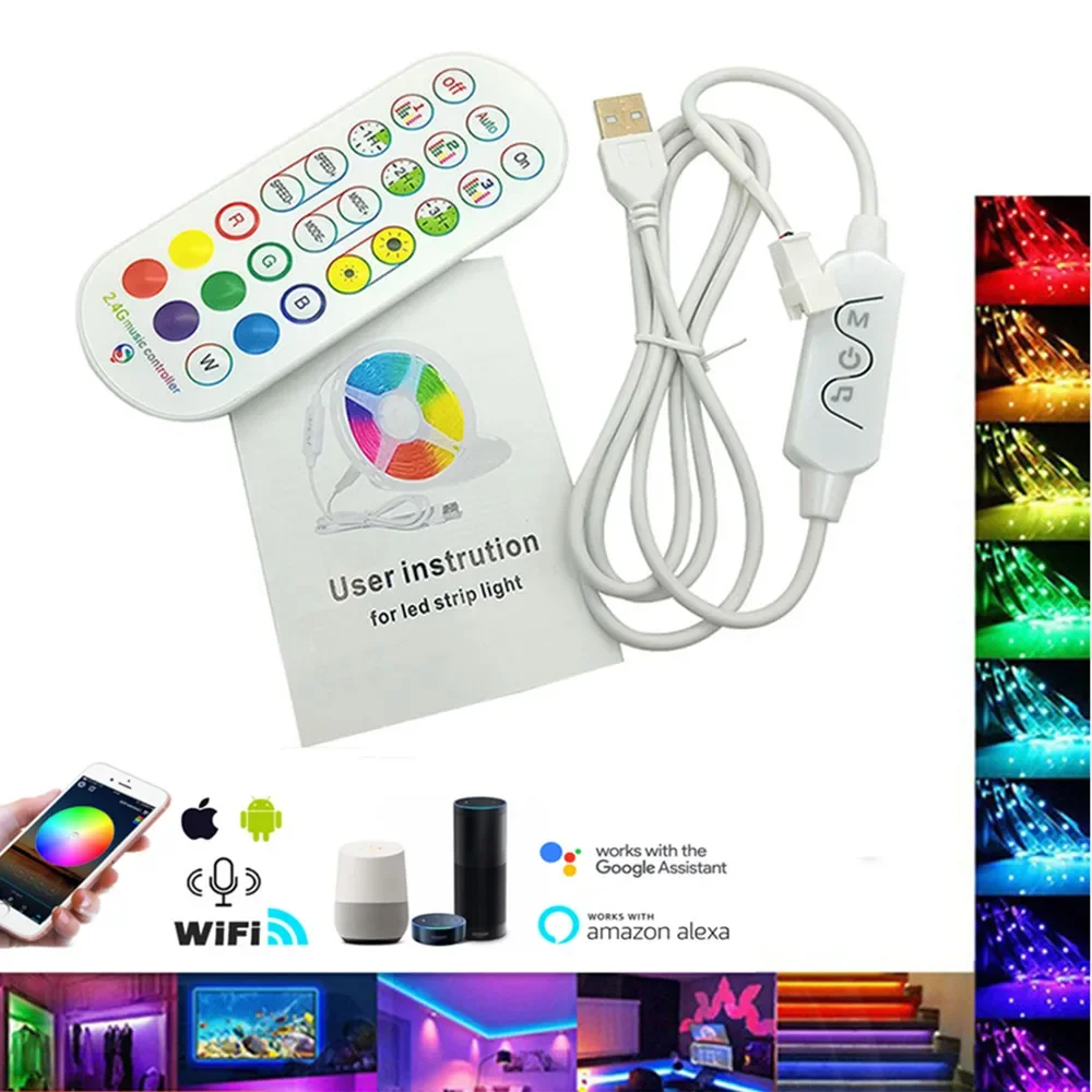 Bluetooth APP 24-клавишный Пульт Дистанционного Управления С Питанием от USB RGB ColorMusic, Меняющий Светодиодный Угловой Торшер, Световая Панель для Гостиной, Спальни