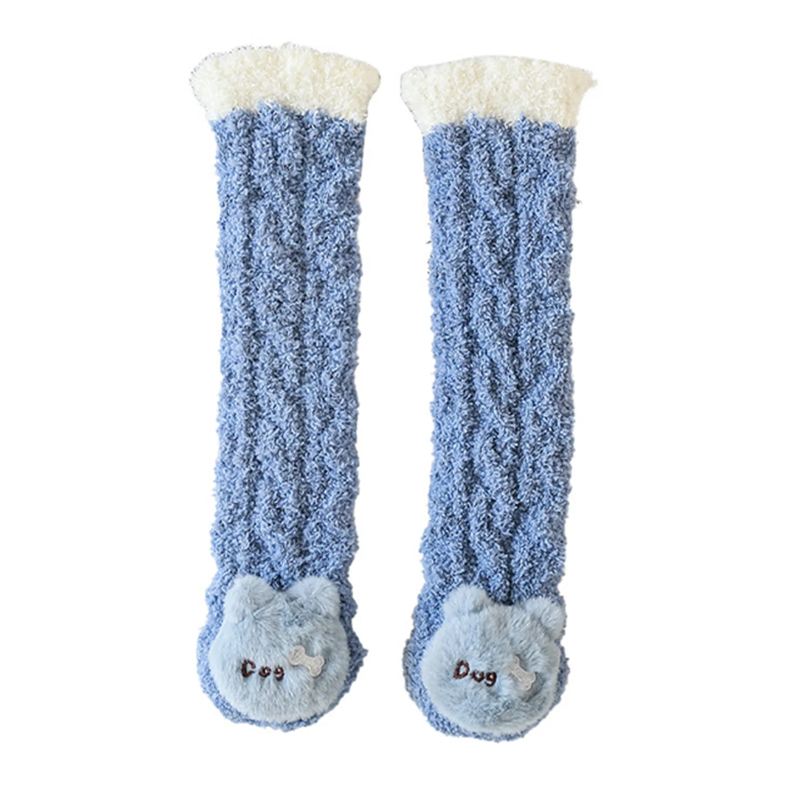 Детские утепленные носки из кораллового флиса, носки длиной до мультяшной куклы, подходящие для детей, малышей