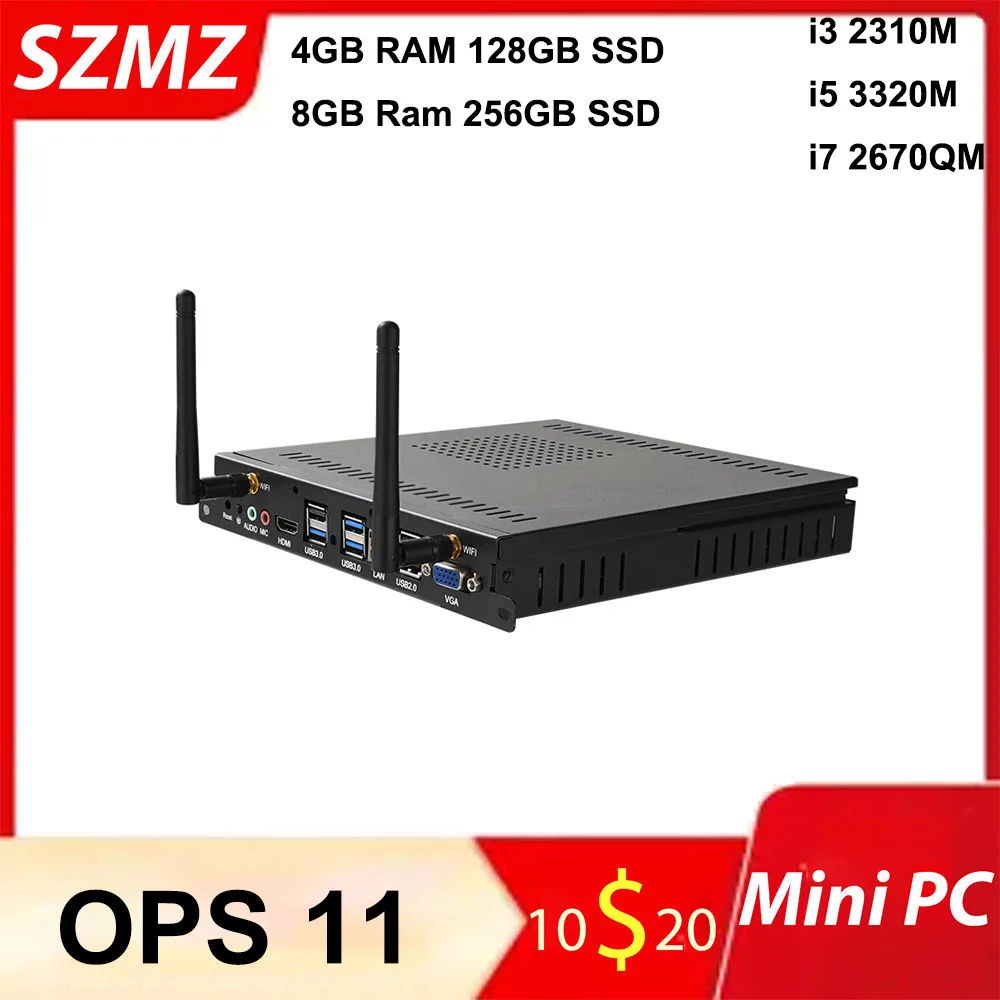 Мини-ПК OPS 11 intel Core i7 2670QM 8G RAM 256GB SSD Windows 10 Linux Игровой Настольный Компьютер Портативный Промышленный Игровой ПК высокой четкости