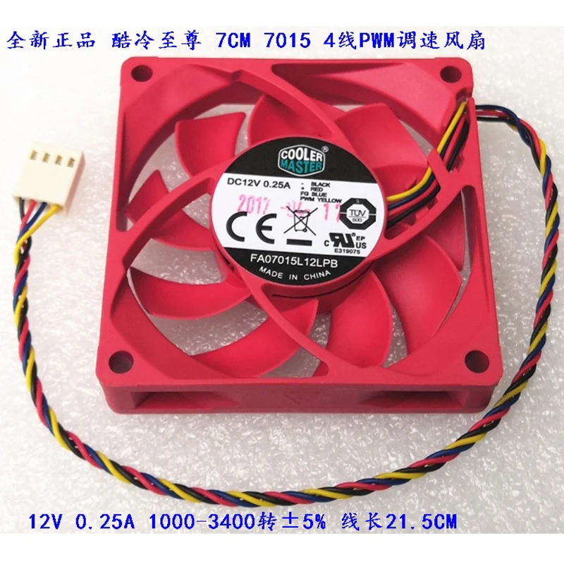Оригинальный Cooler Master DC12V 0.25A 7015 70*70* Вентилятор охлаждения 15 мм 70 мм FA07015L12LPB Вентилятор охлаждения процессора AMD 4PIN PWM 1000-3400 об/мин