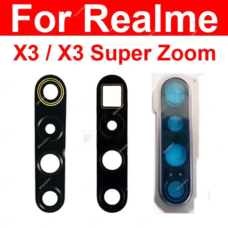 Стеклянная Линза Задней Камеры Для Realme X3 X3 Super Zoom Крышка Объектива Задней Камеры с Рамкой и Кольцевым Держателем с Наклейками