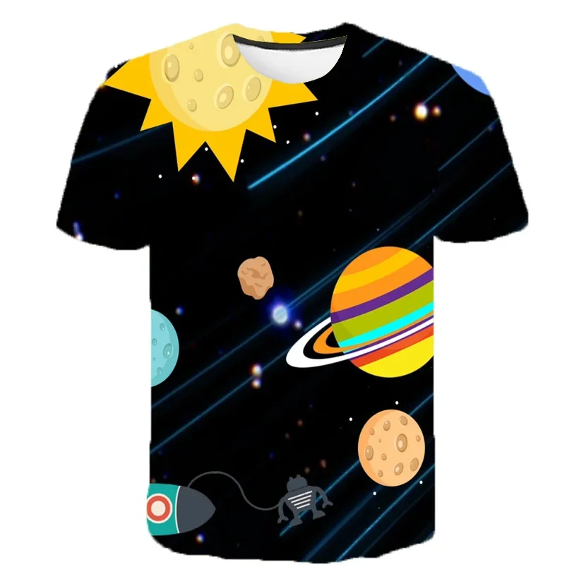 Супер Крутая Модная футболка с изображением Астронавта из Мультфильма 3D, Детская футболка Kawaii Harajuku, Детская футболка, Детские Топы, Футболки для мальчиков и девочек