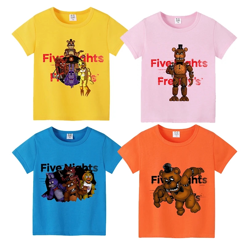 Футболка Five Night At Freddy Fnaf, хлопковая футболка с героями мультфильмов для мальчиков и девочек, Летние футболки с короткими рукавами в стиле аниме для младенцев, топы