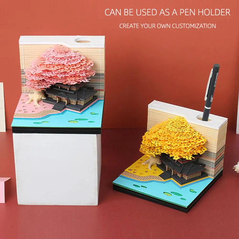 3D Блокнот DIY Sticky Notes Со Светодиодом Omoshiroi Block Cube Tree Pad Блокноты Для Заметок Подарок На День Рождения Свадебная Скульптура