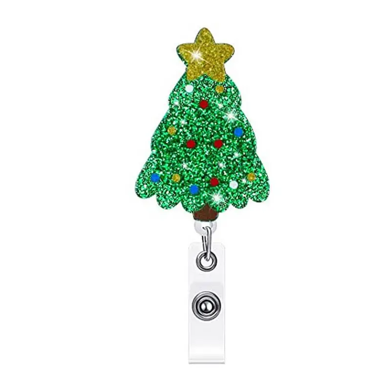 Рождество Вращающиеся зажимы для рождественских значков с простым нажатием кнопки, легкий держатель для карт и бейджей, подарок на Рождество