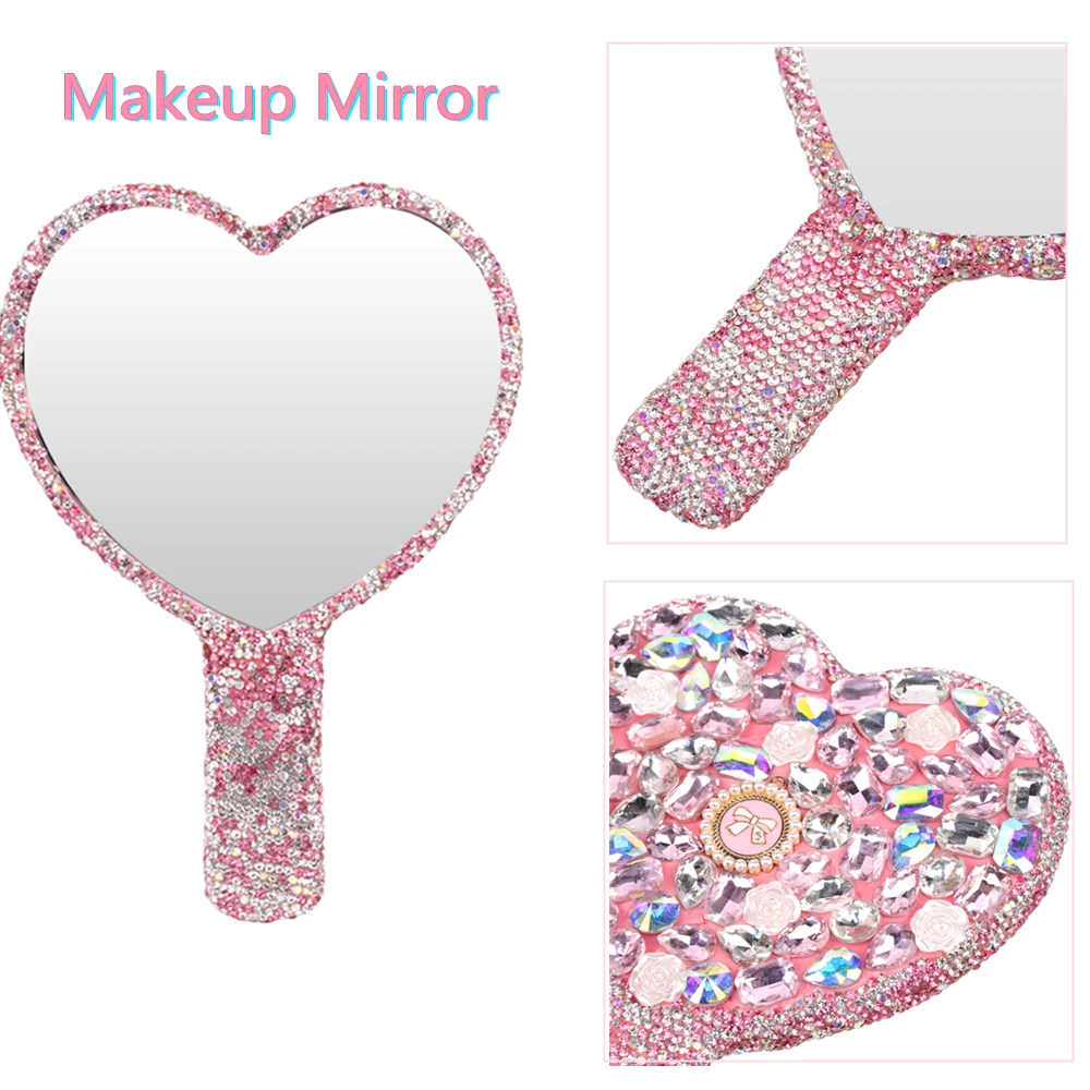 Популярное косметическое зеркало с бриллиантами, мини-зеркало со светодиодной подсветкой, портативные карманные зеркала, зеркало для макияжа в спа-салоне, креативные подарки