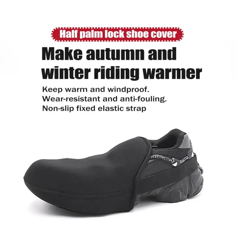 Новый чехол для велосипедной обуви из ветрозащитной, износостойкой ткани, сохраняющий тепло, полупальто, чехлы для шоссейной обуви MTB, черный
