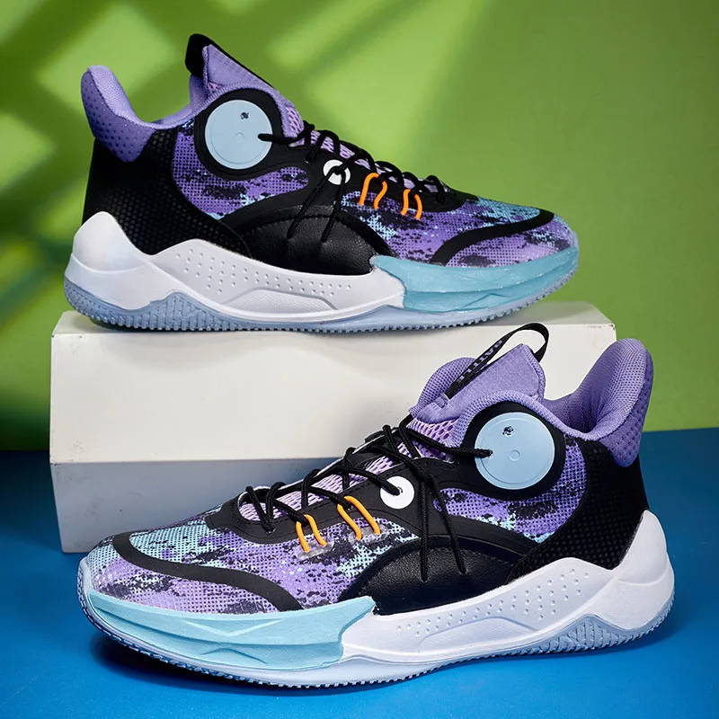 Оригинальный дизайн, фиолетовые мужские баскетбольные кроссовки, эластичные профессиональные мужские баскетбольные кроссовки для тренировок, нескользящие мужские спортивные кроссовки