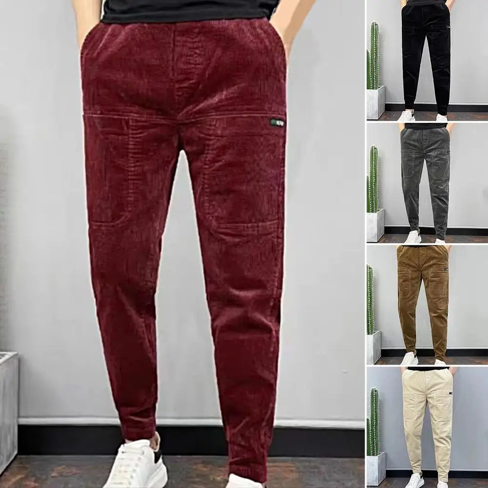 Повседневные модные мужские зимние брюки большого размера, мужские брюки с эластичной резинкой на талии для работы